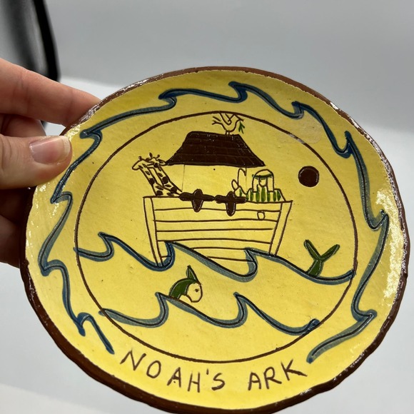 Red Oaks Pam Armbrust Redware Pottery 5 Inch Decorative Plate Noah's Ark - Picture 7 of 10